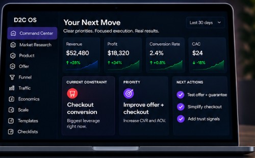 D2C operating system dashboard
